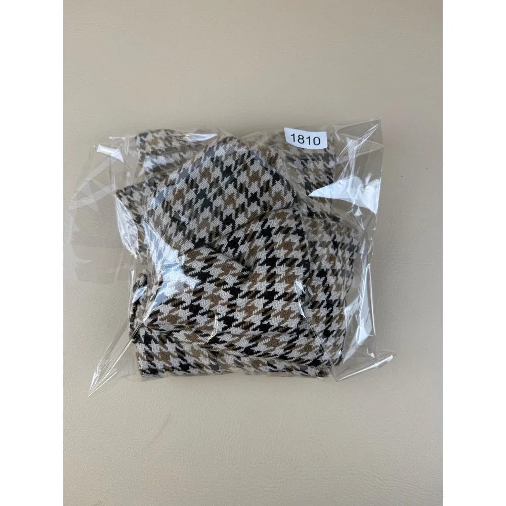 Better B Medium Blazer Houndstooth Dark Academia Wool Blend Belted Jacket